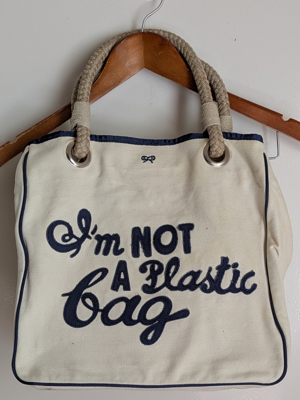 Anya Hindmarch I'm Not a Plastic Bag Limited Edition Blue Tote Canvas